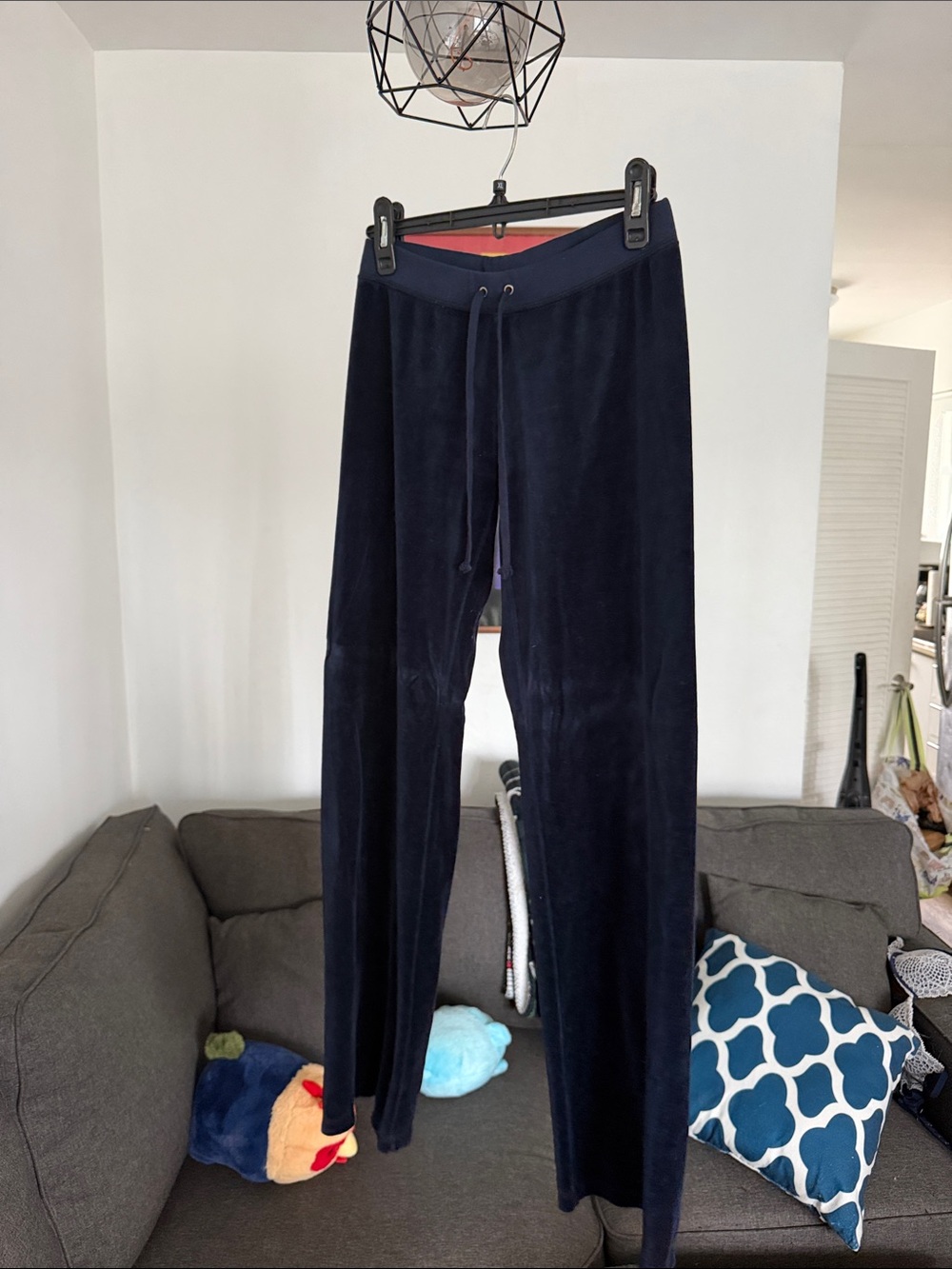 Juicy Couture Navy Velour Hoodie with Pink Logo Tag y2k